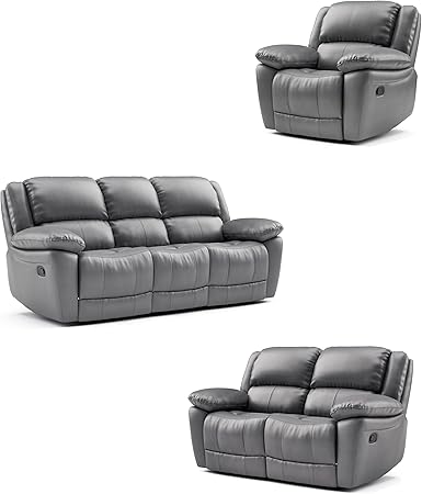 3-Piece Recliner Sofa Set – Leather Sectional with Loveseat & Arm Chair