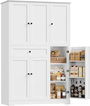68" Tall Kitchen Pantry Storage Cabinet with Doors & Shelves