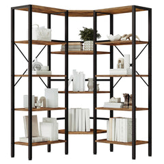 L-Shaped Corner Bookshelf 5-Tier with 14 Open Shelves