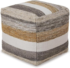 Cotton & Hemp Square Pouf Ottoman