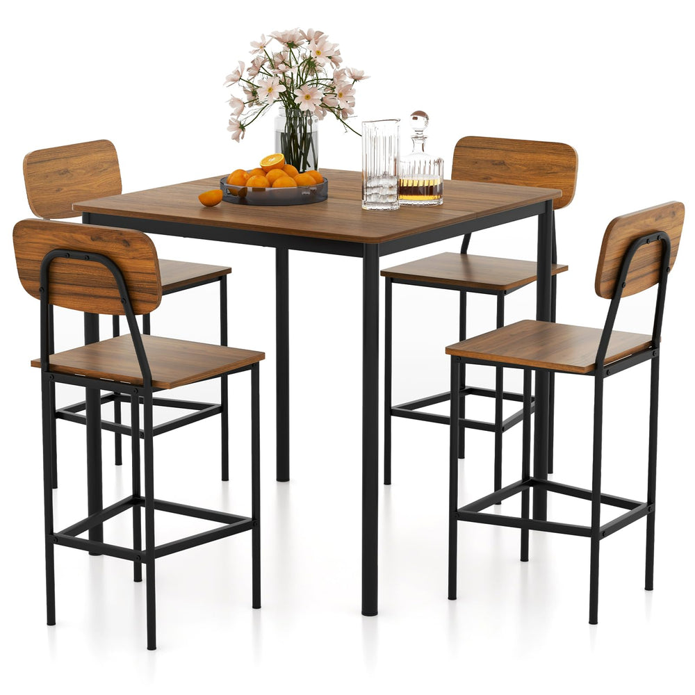 5-Piece Counter Height Dining Table Set with 4 Bar Stools