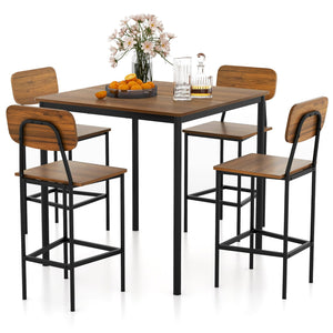 5-Piece Counter Height Dining Table Set with 4 Bar Stools