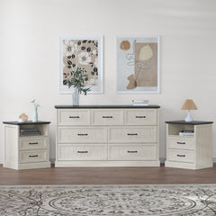 7-Drawer Dresser & 2 Nightstand Bedroom Set – White