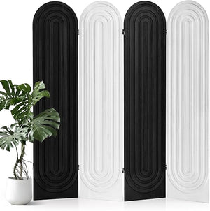 4-Panel Arched Wood Room Divider Folding Privacy Screen