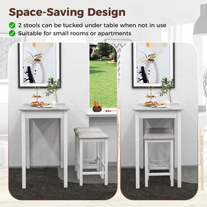 3-Piece Counter Height Dining Table Set with 2 Bar Stools