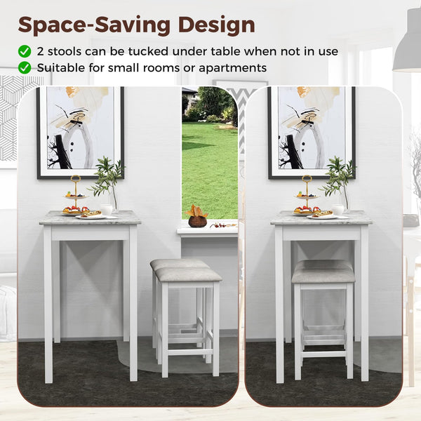 3-Piece Counter Height Dining Table Set with 2 Bar Stools