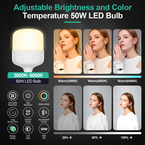 Softbox Photography Lighting Kit with LED Bulb & Remote Control