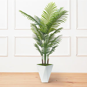 Artificial Palm Tree 6FT with White Planter – Indoor Faux Tropical Plant