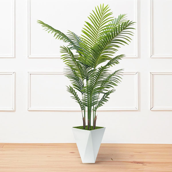 Artificial Palm Tree 6FT with White Planter – Indoor Faux Tropical Plant