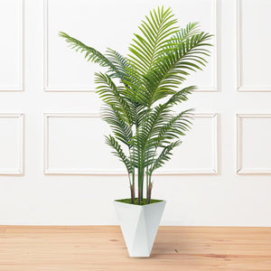 Artificial Palm Tree 6FT with White Planter – Indoor Faux Tropical Plant