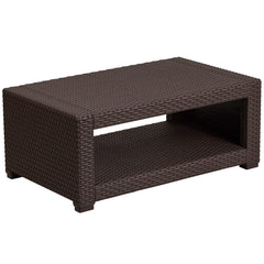 Outdoor Faux Rattan Coffee Table with Open Storage