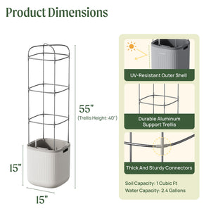 Self-Watering Raised Garden Planter with Trellis & Wheels