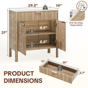 Fluted Buffet Cabinet with Storage – Modern Sideboard with Doors, Drawer & Wood Console