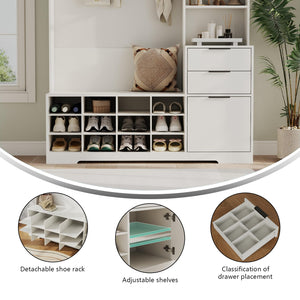 5-in-1 Entryway Hall Tree with Bench & Shoe Storage