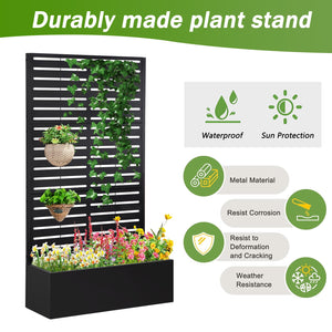 Metal Raised Garden Bed with Trellis & Privacy Screen