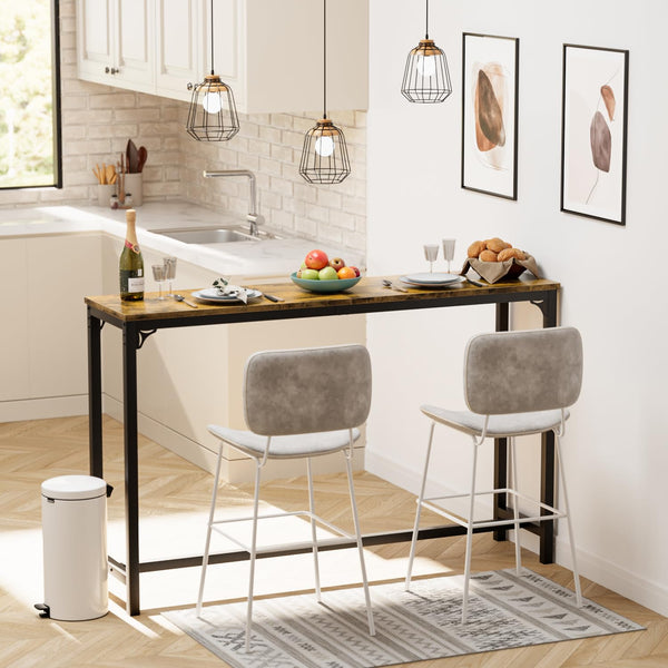 Industrial Metal Wood Bar Table with Sturdy Legs