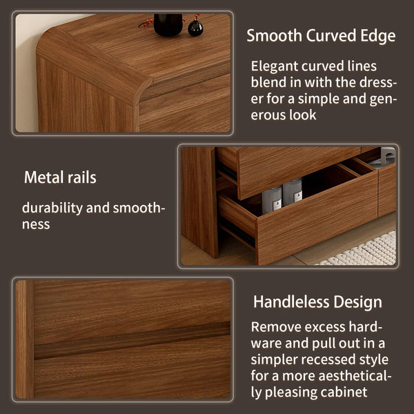 6-Drawer Dresser – Engineered Wood & Oak, 47.2"W