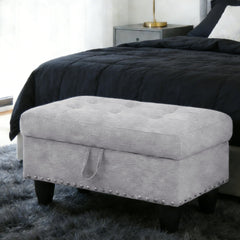Linen Storage Ottoman Bench with Rivet Detail
