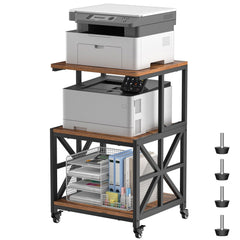 Printer Stand with Lockable Wheels & 3-Tier Storage Shelf