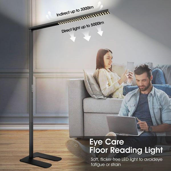 80W LED Floor Lamp Dimmable 8000LM Natural Daylight