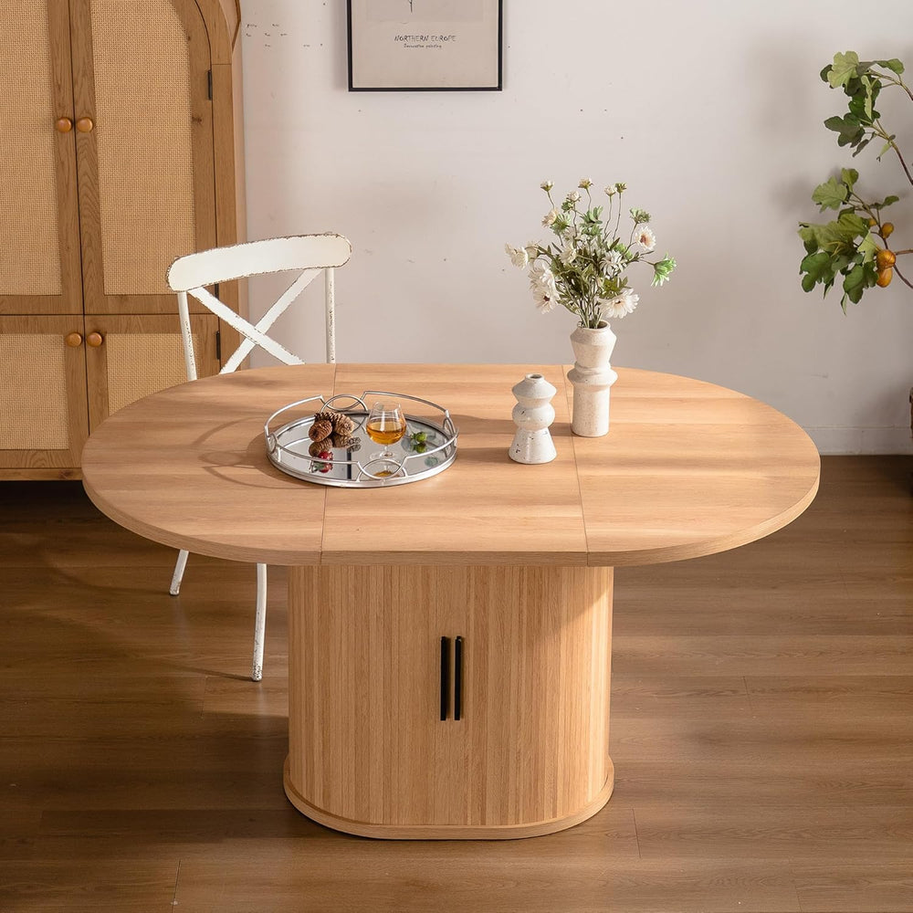 Retro Dining Table Set with Upholstered Chairs