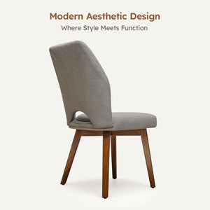 Modern Upholstered Dining Chairs Set of 4 with High Back & Wood Legs – Grey