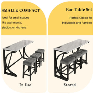 59" Bar Table Set with Power Outlet & 3 Stools