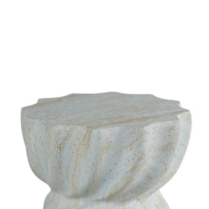 Sculptural MgO Outdoor Side Table with Faux Travertine Texture