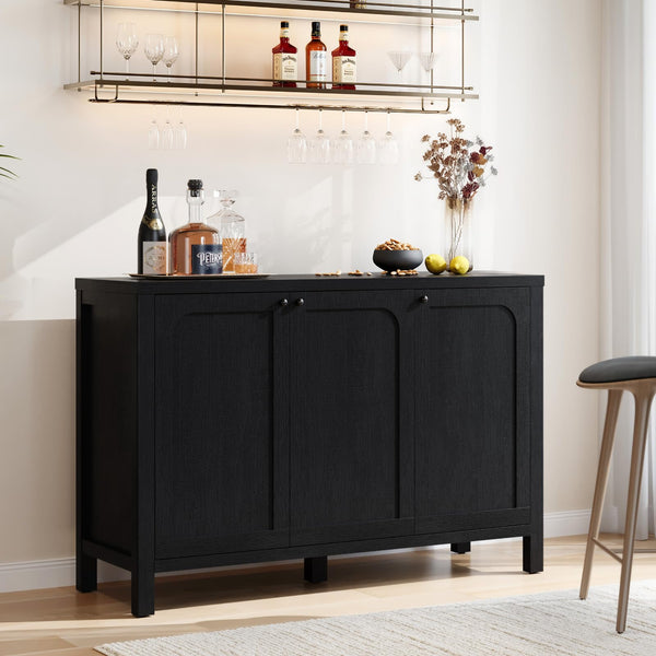 Black Sideboard Buffet Cabinet with Arched Doors