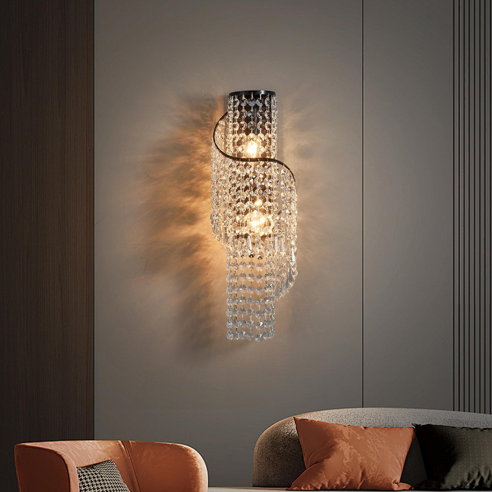 K9 Crystal LED Wall Sconce with Black Metal Frame