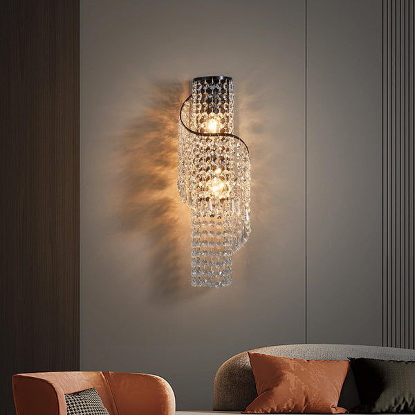 K9 Crystal LED Wall Sconce with Black Metal Frame