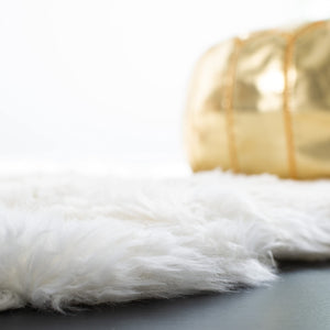 Genuine Sheepskin Shag Area Rug 5' x 8' – Natural & White