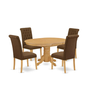 5-Piece Mid-Century Dining Set with Butterfly Leaf Table & 4 Upholstered Chairs