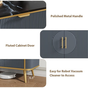 47.2" Fluted Buffet Storage Cabinet with Drawers & Adjustable Shelves