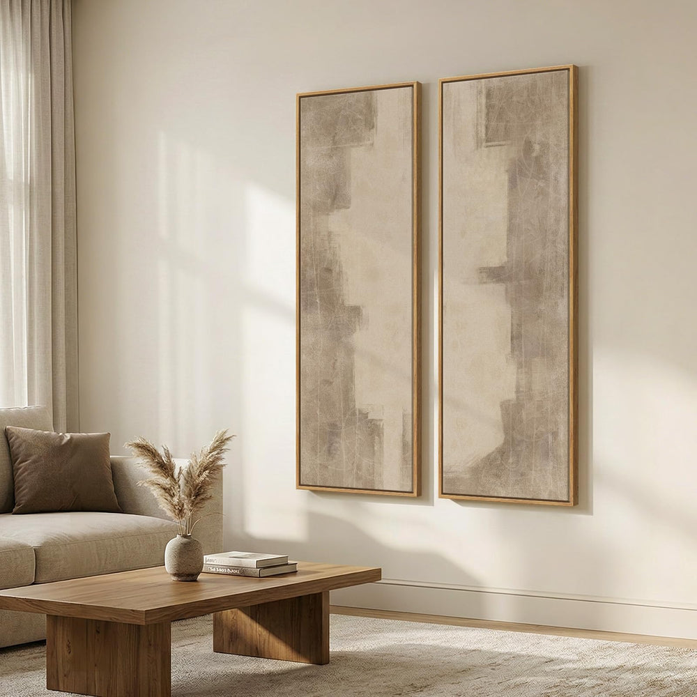 Abstract Vertical Wall Art Set of 2 – Framed Canvas Prints