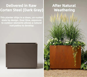 Corten Steel Rectangular Planter Box – Outdoor & Indoor Garden Planter