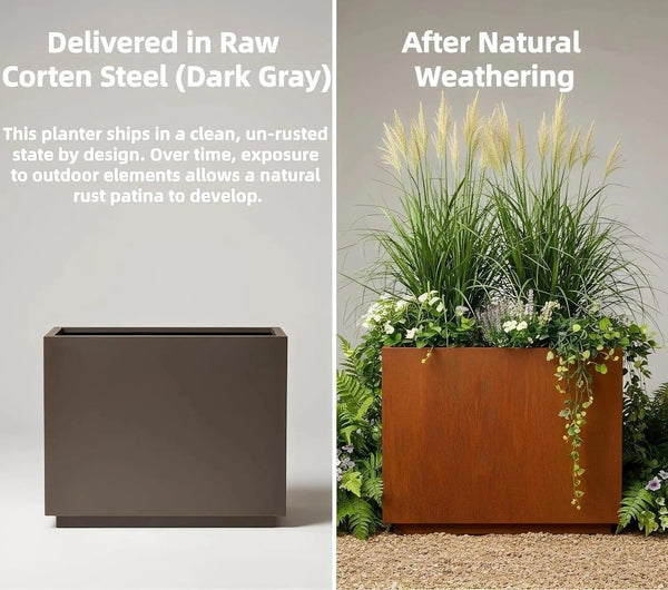 Corten Steel Rectangular Planter Box – Outdoor & Indoor Garden Planter