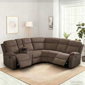 L-Shaped Manual Reclining Sectional Sofa with Storage & Cup Holders