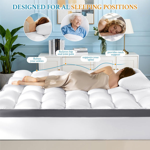 Queen Mattress Topper – 4 Inch Cooling Shredded Memory Foam