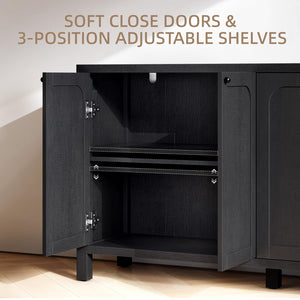 Black Sideboard Buffet Cabinet with Arched Doors