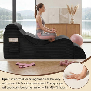 Ergonomic Yoga Chaise Lounge Chair with Headrest, Lumbar Pillow & Ottoman