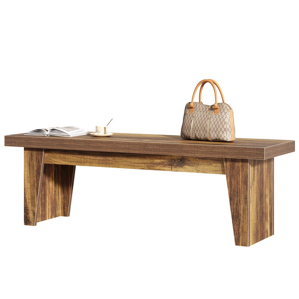 55" Farmhouse Entryway Bench – Dark Brown