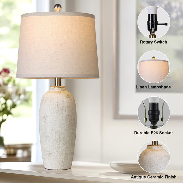 25" Ceramic Jar Table Lamps Set of 2