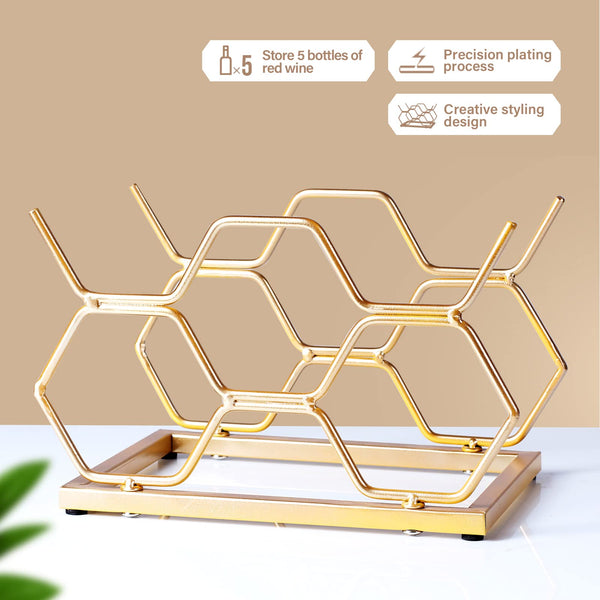 Countertop Wine Rack – 5 Bottle Metal Wine Holder Stand