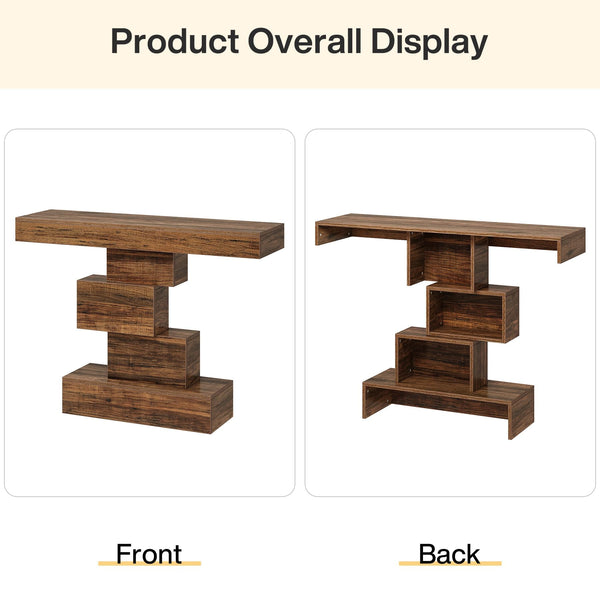 Farmhouse Console Table with Geometric Base, 42.5"