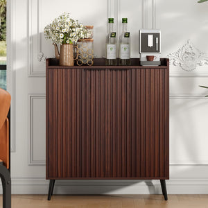 Fluted Wine & Coffee Bar Cabinet with Storage