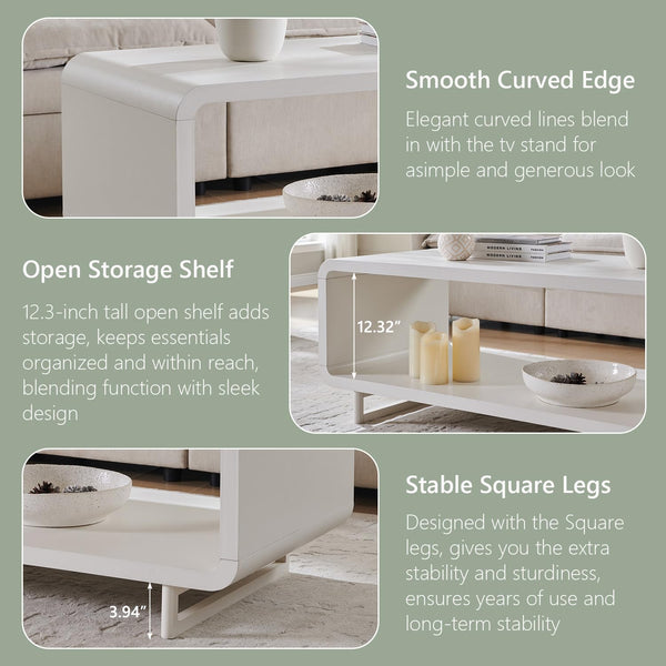 48" 2-Tier Coffee Table with Storage Shelf