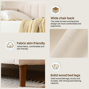 Twin Size Upholstered Daybed with Adjustable Backrest