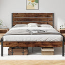 Queen Bed Frame with Headboard & Footboard – Rustic Brown