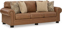Queen Faux Leather Sofa Sleeper with Memory Foam Mattress
